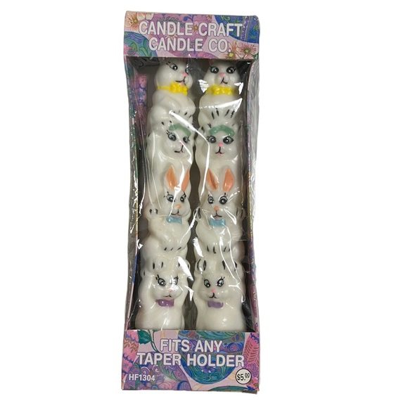 Vintage NIB 1996 Easter Bunny Tapered Candles by Candle Craft Candle Co. - Picture 1 of 9